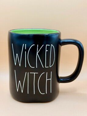 NWT Rae Dunn WICKED WITCH Mug Halloween Coffee Cup 16 oz Black Ceramic
